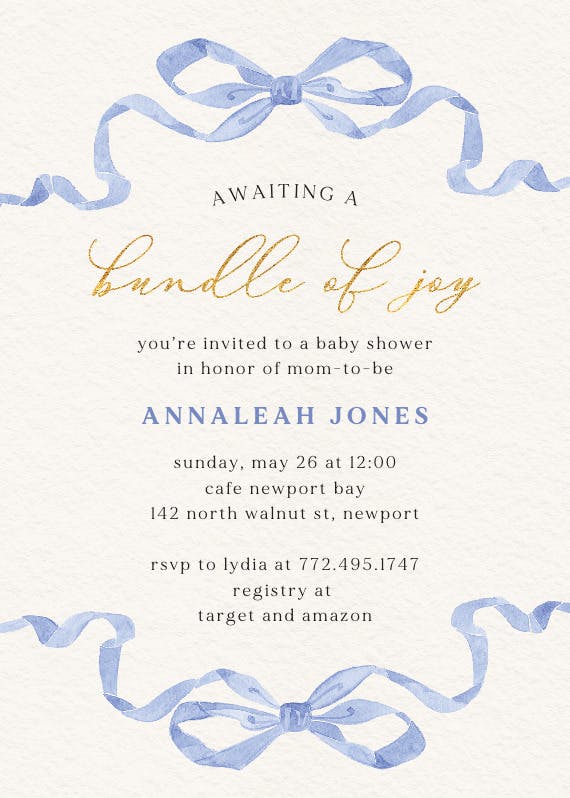 Tied with love - baby shower invitation