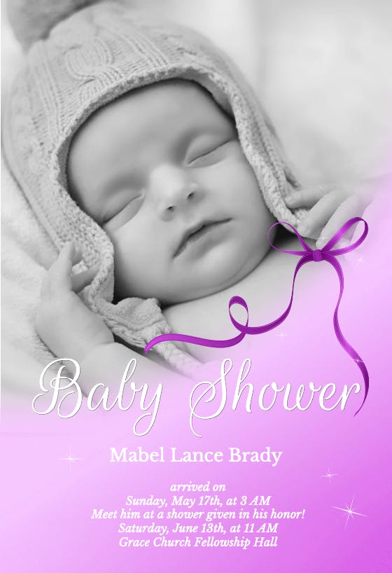 Tiny blessing purple - baby shower invitation