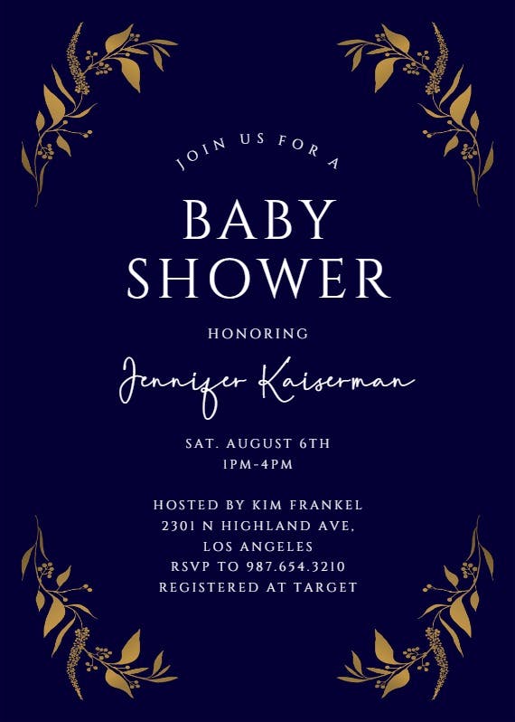 Tiny gold botanical -  invitación para baby shower
