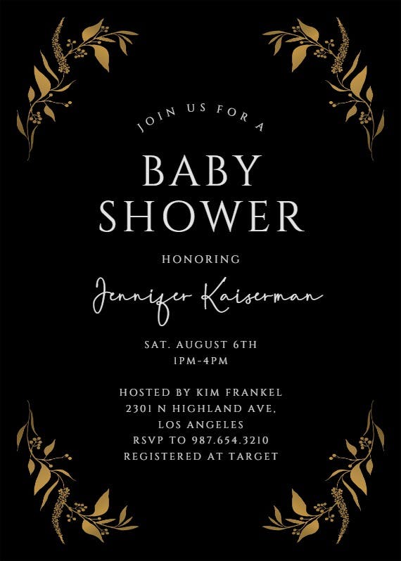 Tiny gold botanical - baby shower invitation