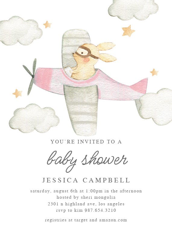 Tiny pilot -  invitación para baby shower de bebé niño gratis