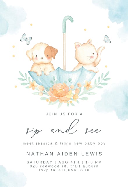 Too cute - sip & see invitation