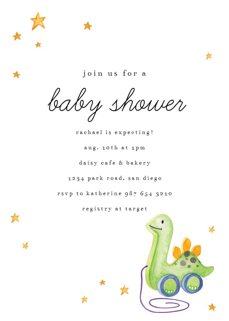 Toys and stars -  invitación para baby shower de bebé niño