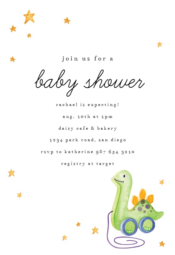 Toys and stars -  invitación para baby shower