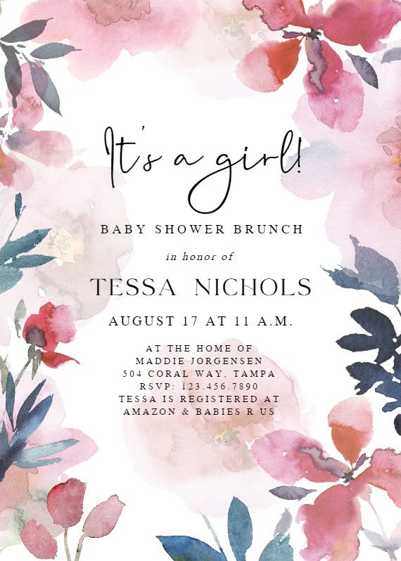 Transparent flowers - baby shower invitation