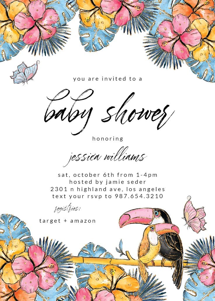 Tropical -  invitación para baby shower