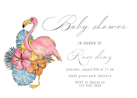 Tropical Flamingo - Baby Shower Invitation