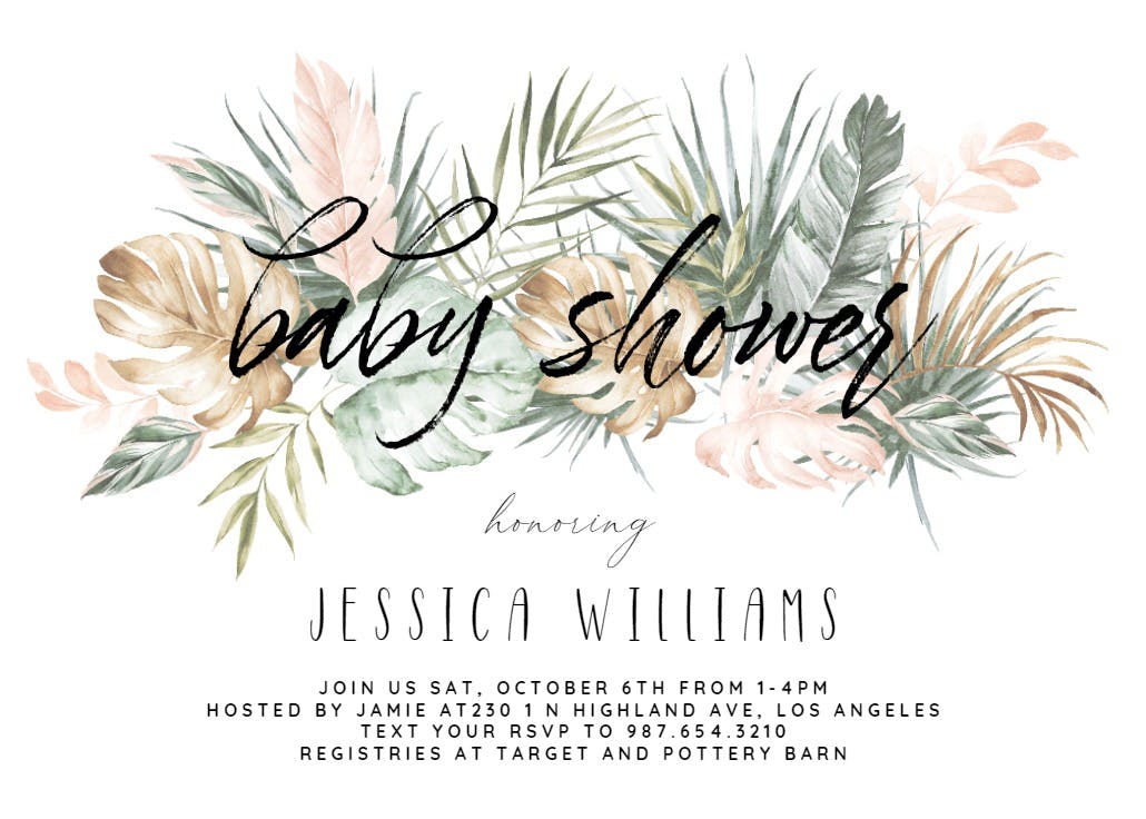 Tropical letters - baby shower invitation