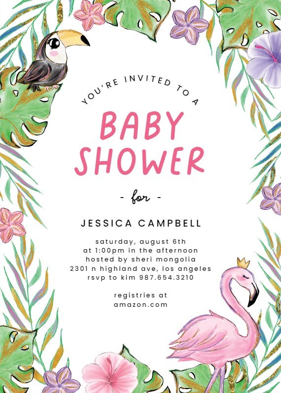 Tropical pineapple -  invitación para baby shower de bebé niña gratis