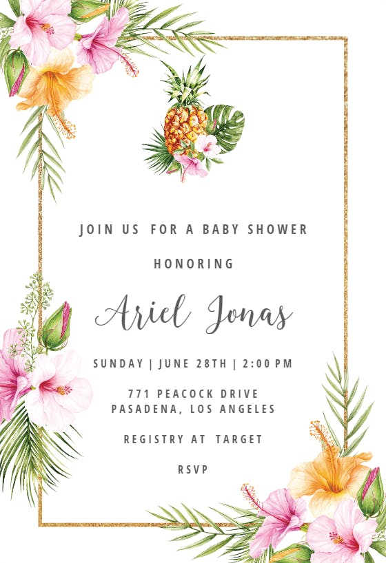 Tropical pineapple -  invitación para baby shower