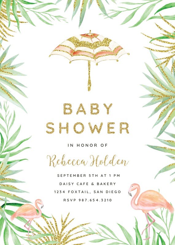 Tropical umbrella -  invitación para baby shower
