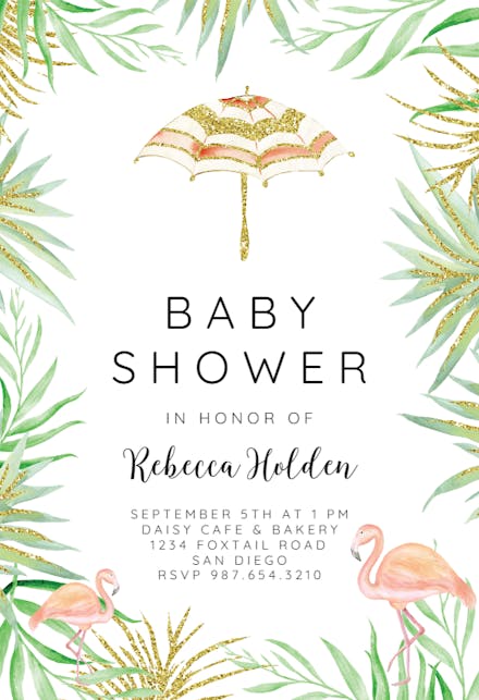 Tropical Umbrella - Baby Shower Invitation