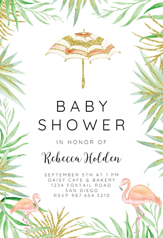 Tropical umbrella - baby shower invitation