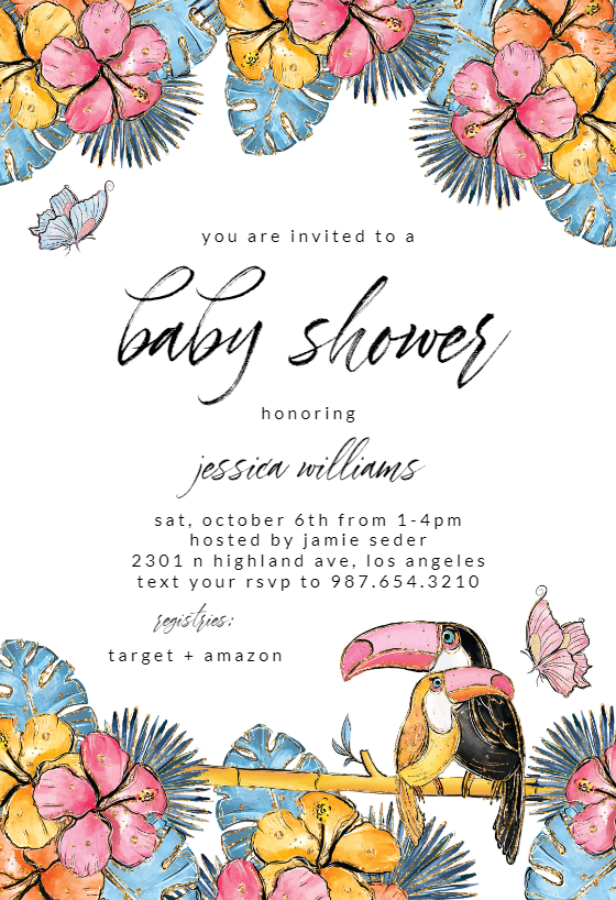 Tropical - Baby Shower Invitation Template (Free ...