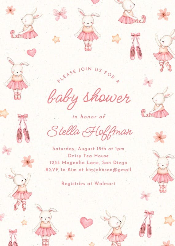 Tutu cute -  invitación para baby shower de bebé niña gratis