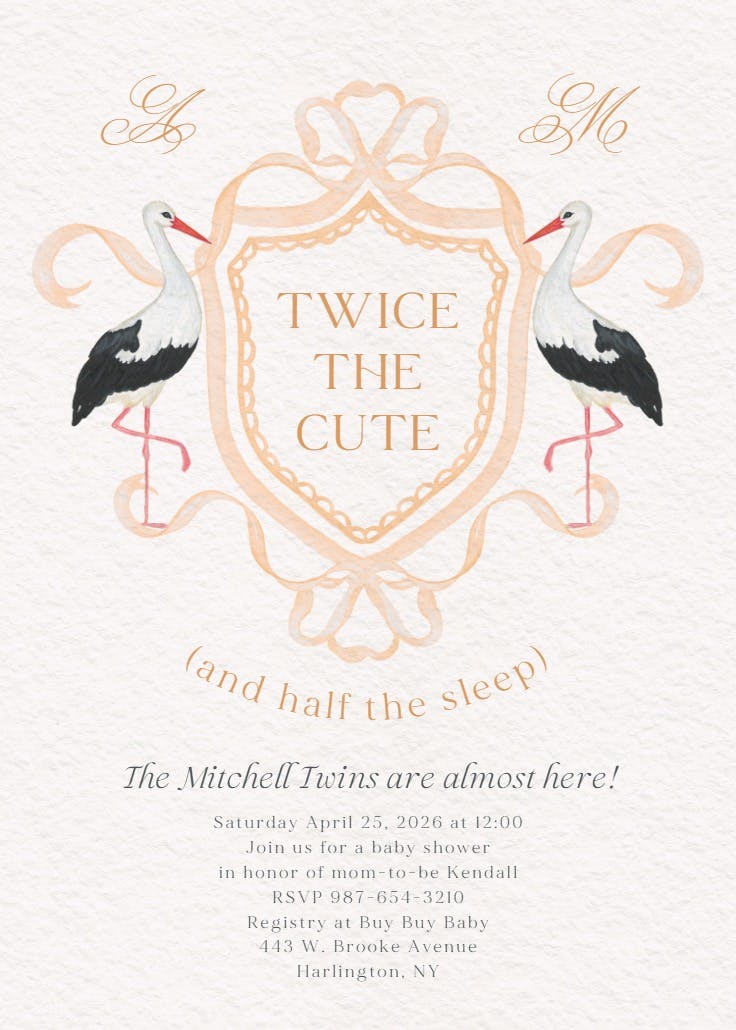 Twice the cute - baby shower invitation