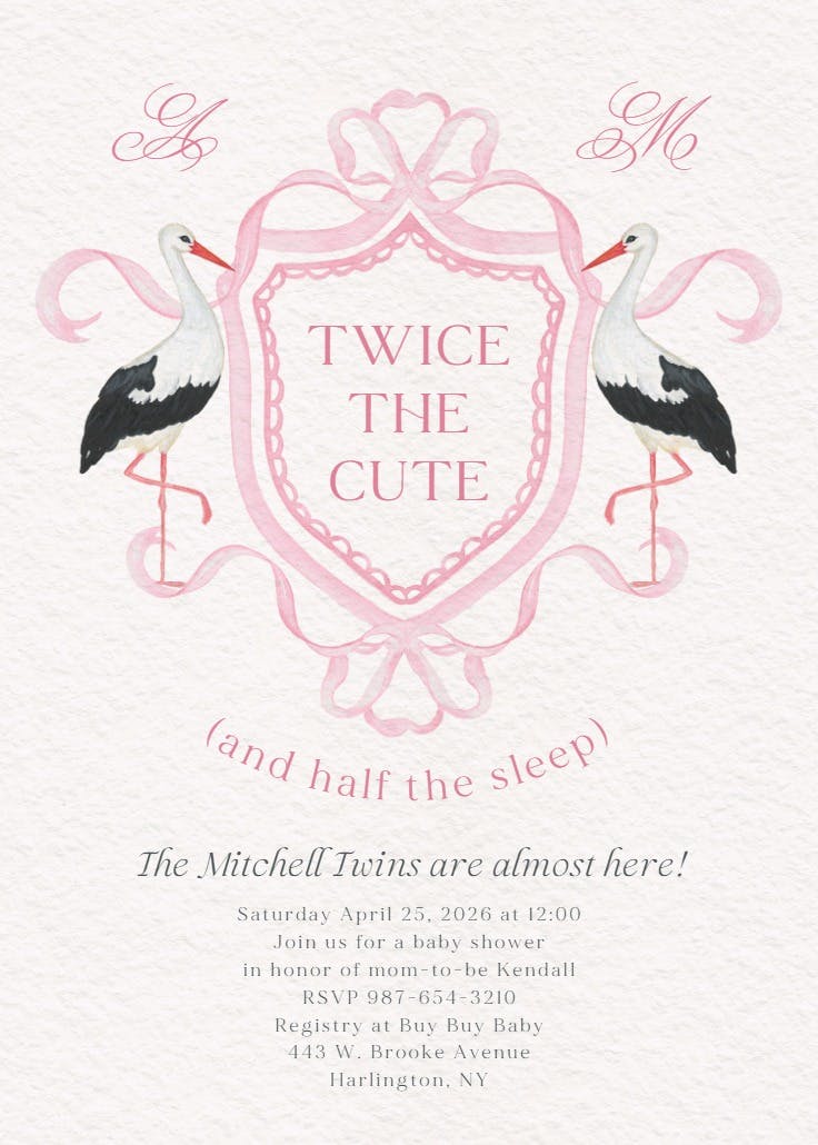 Twice the cute - baby shower invitation
