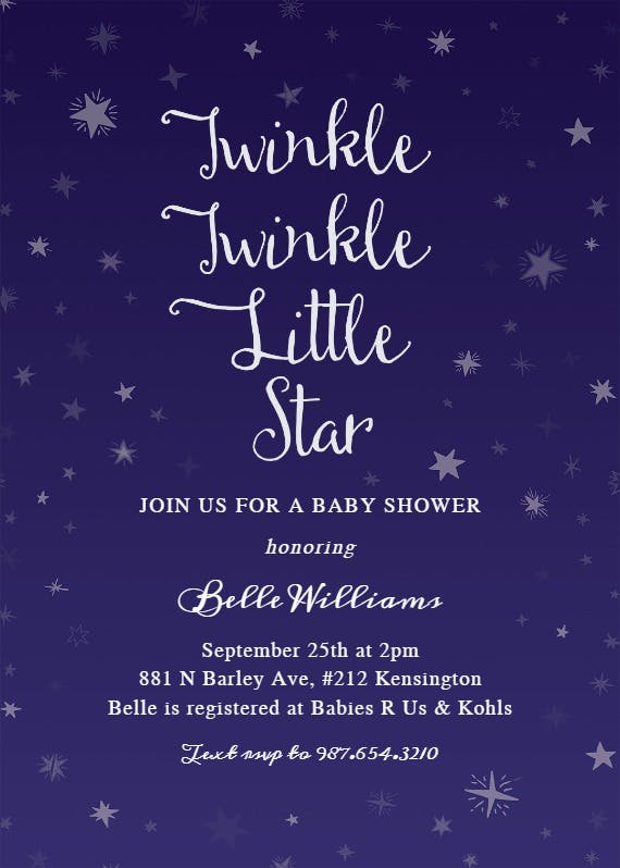Twinkle little star -  invitación para baby shower