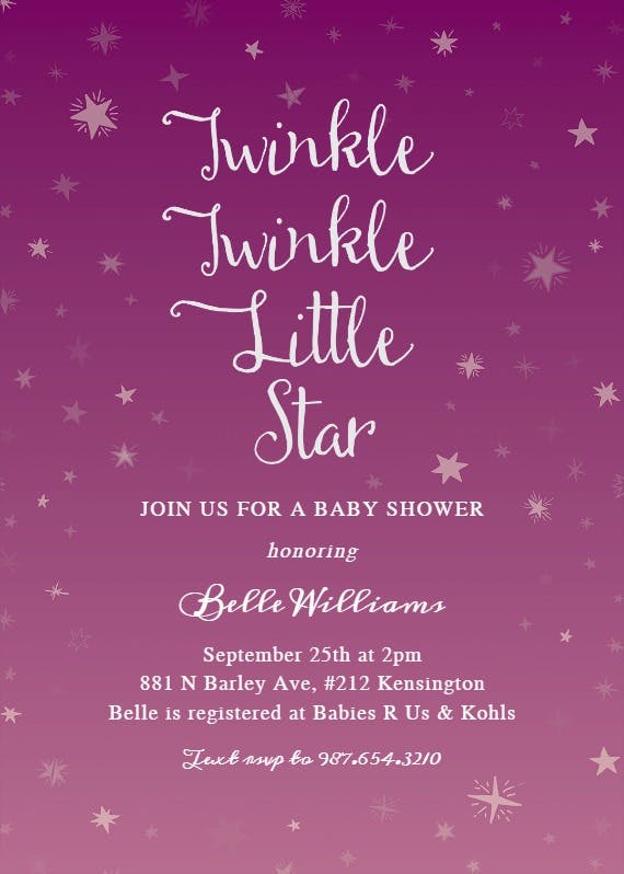 Twinkle little star -  invitación para bebé espolvorear