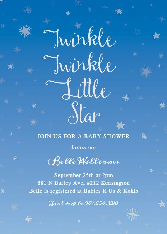 Twinkle little star -  invitación para bebé espolvorear