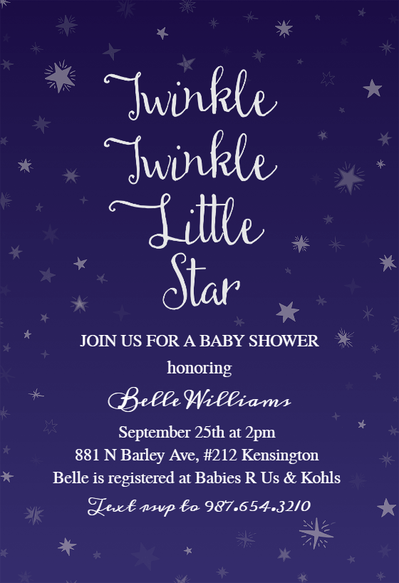 Twinkle Twinkle Little Star Baby Shower Invitation Printable Instant Download