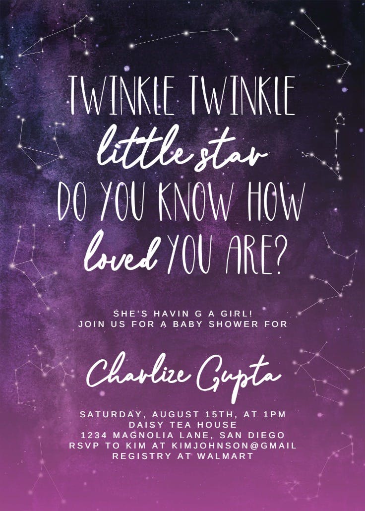 Twinkle start - baby shower invitation