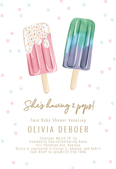 Two Pops - Baby Shower Invitation