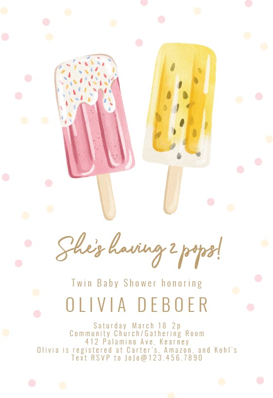 Two pops - baby shower invitation