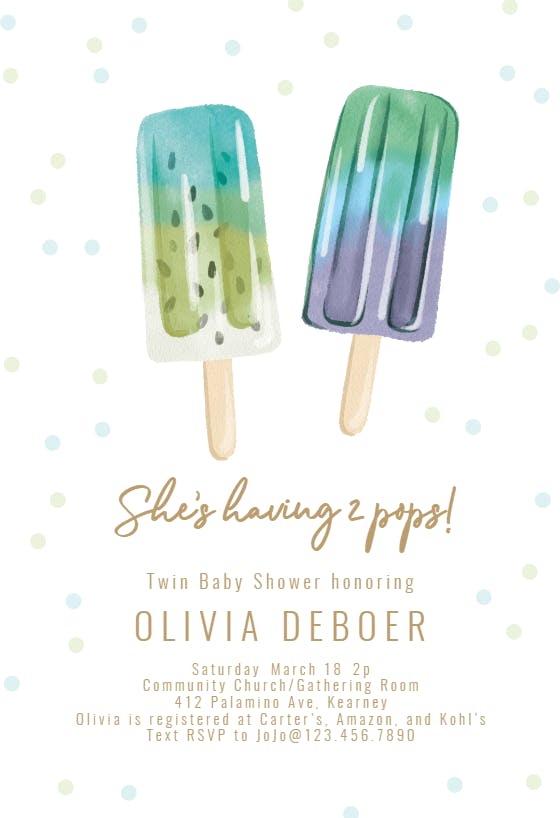 Two pops - baby shower invitation
