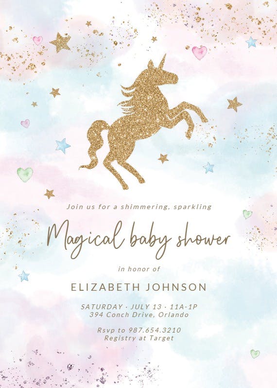U and unicorns - baby shower invitation