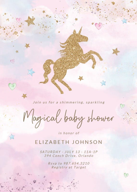 U and unicorns - baby shower invitation