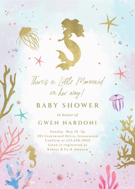 Mermaid Baby Shower Under the Sea Baby Girl Acrylic Invitation CWIBA20 –  Clear Wedding Invites