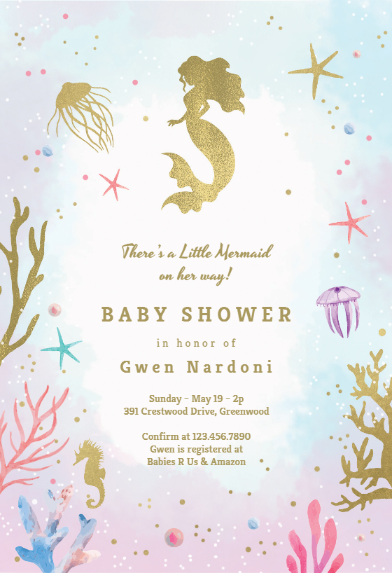 mermaid baby shower invitations free