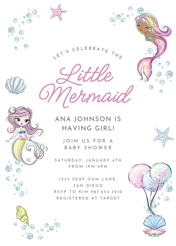 Underwater glitter -  invitación para baby shower