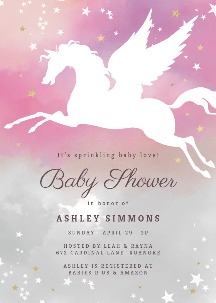 Unicorn showers - invitación para baby shower