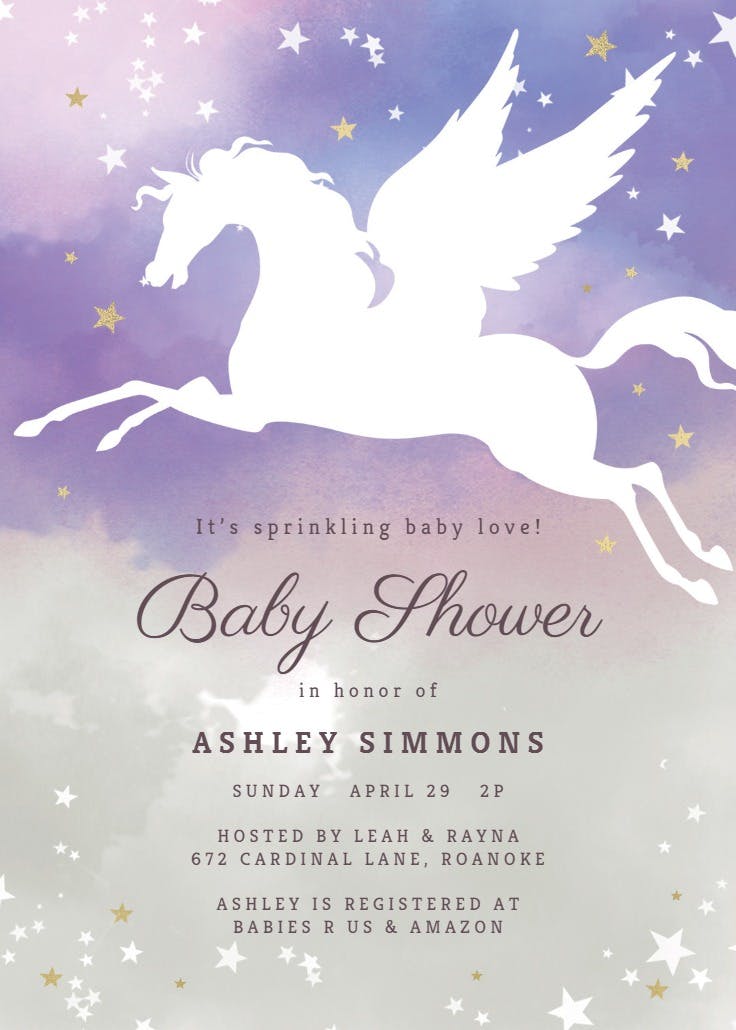 Unicorn showers -  invitación para baby shower