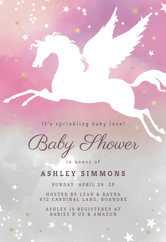 Unicorn showers -  invitación para baby shower