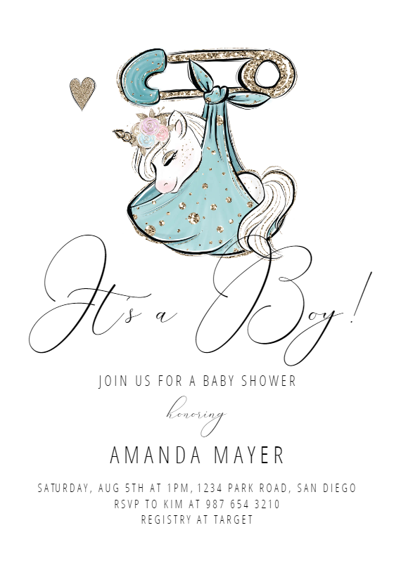 Unicorn Baby Shower Invitations Free Templates Greetings Island