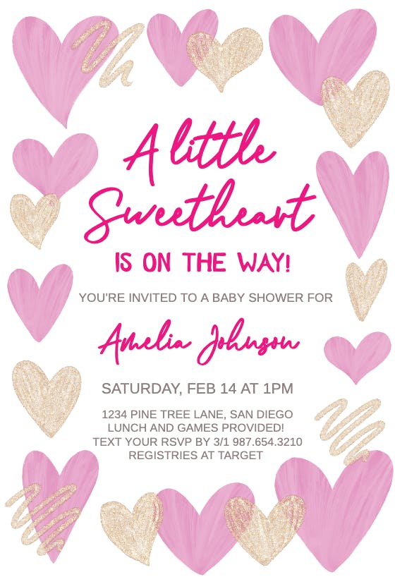 Valentines Hearts - Baby Shower Invitation Template | Greetings Island