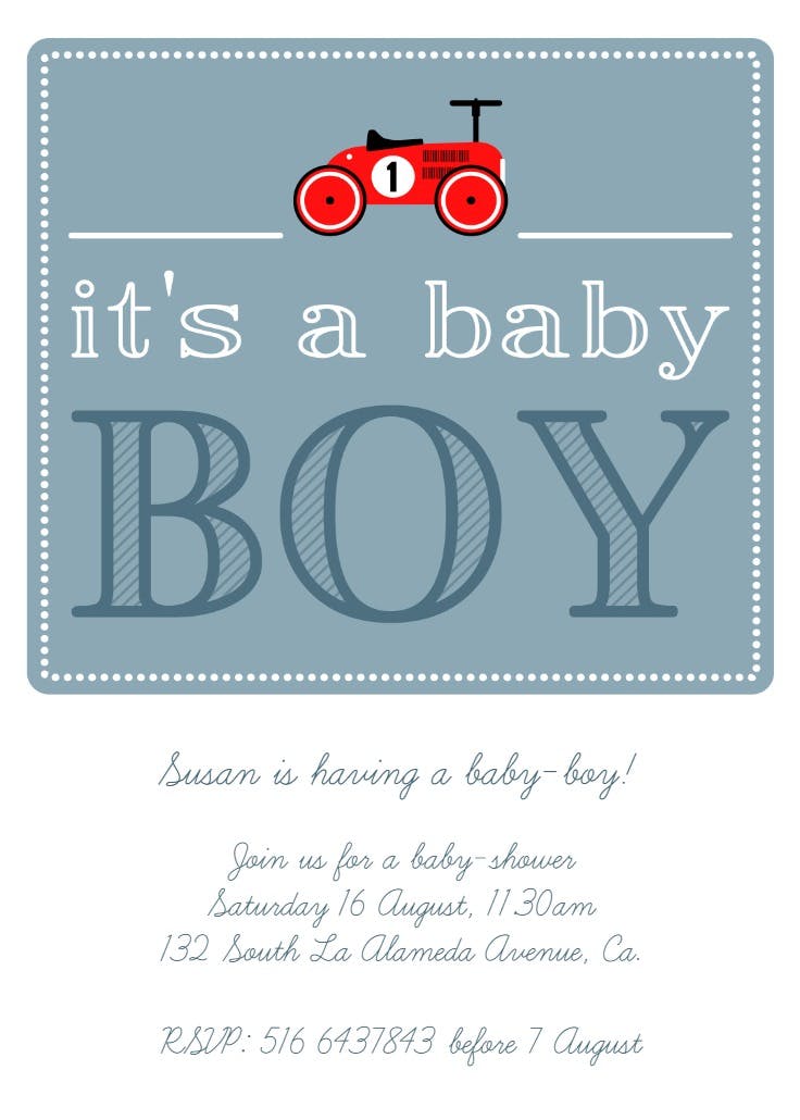 Vintage car - baby shower invitation