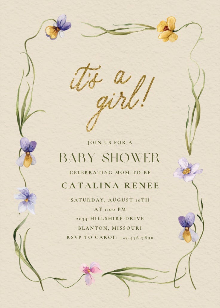 Viola -  invitación para baby shower