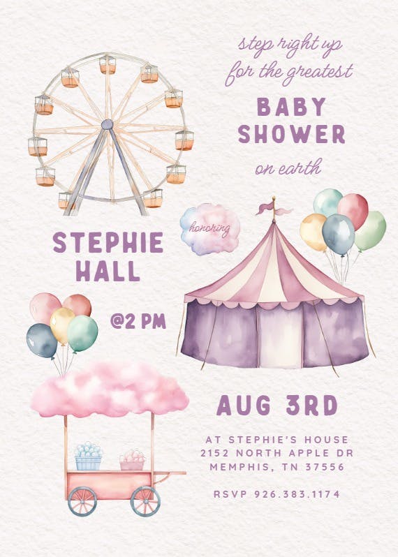 Watercolor balloons -  invitación para baby shower