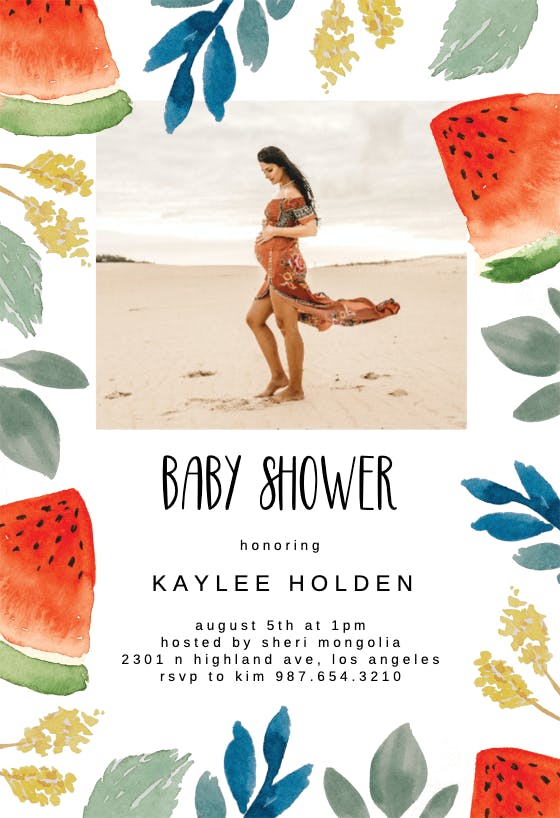 Watercolor melon - baby shower invitation