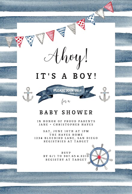 nautical baby shower invitation templates (free)  greetings