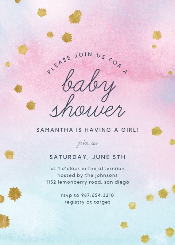 Watercolor pastel paper -  invitación para baby shower