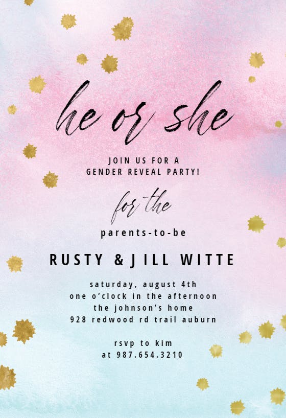Watercolor pastel paper - gender reveal invitation
