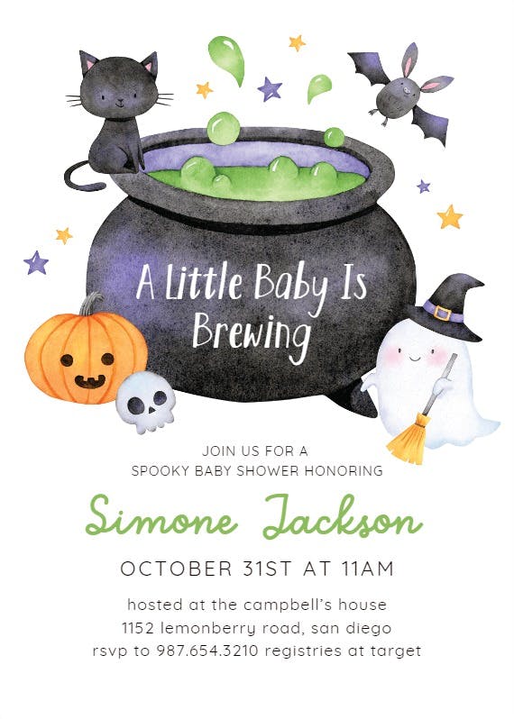 Watercolor spooky - baby shower invitation