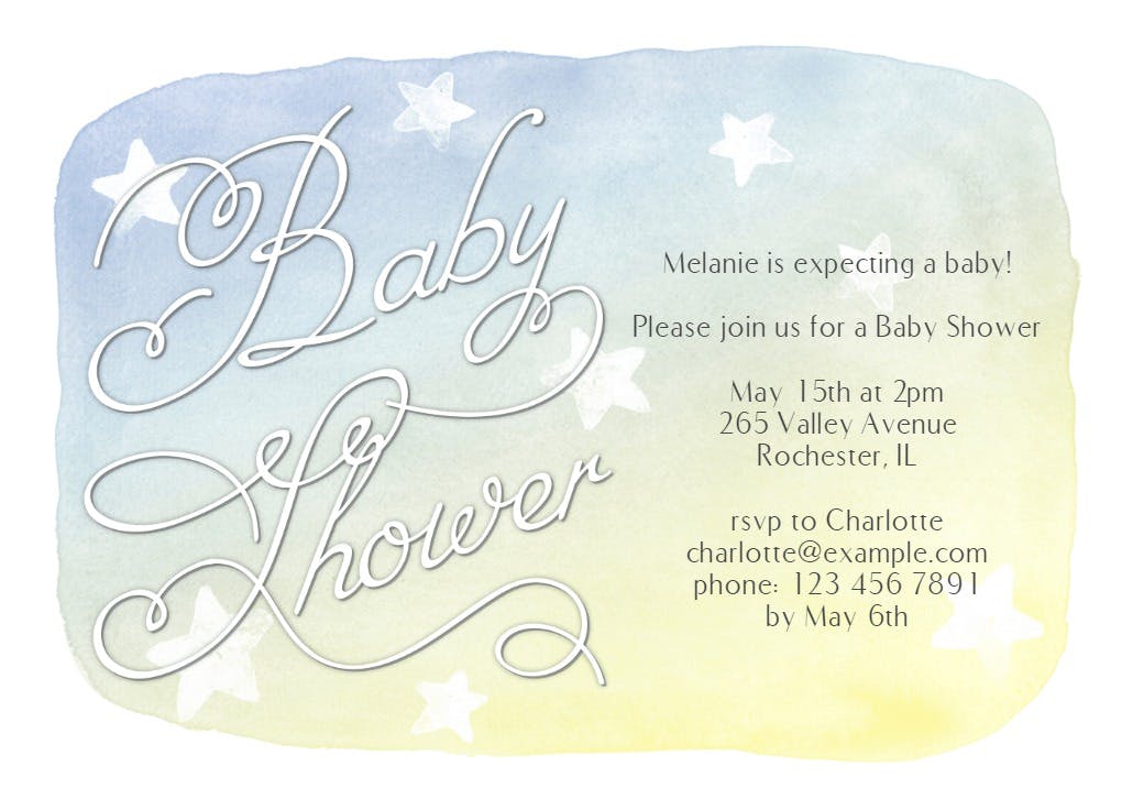 Watercolor stars - baby shower invitation