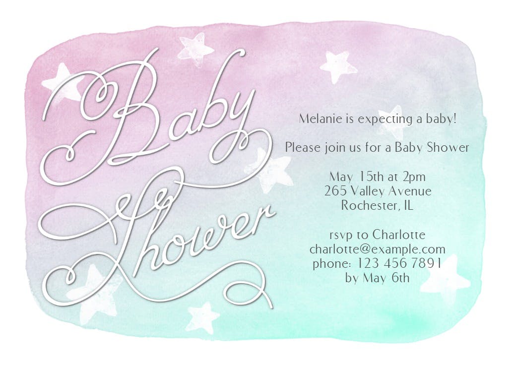 Watercolor stars - baby shower invitation