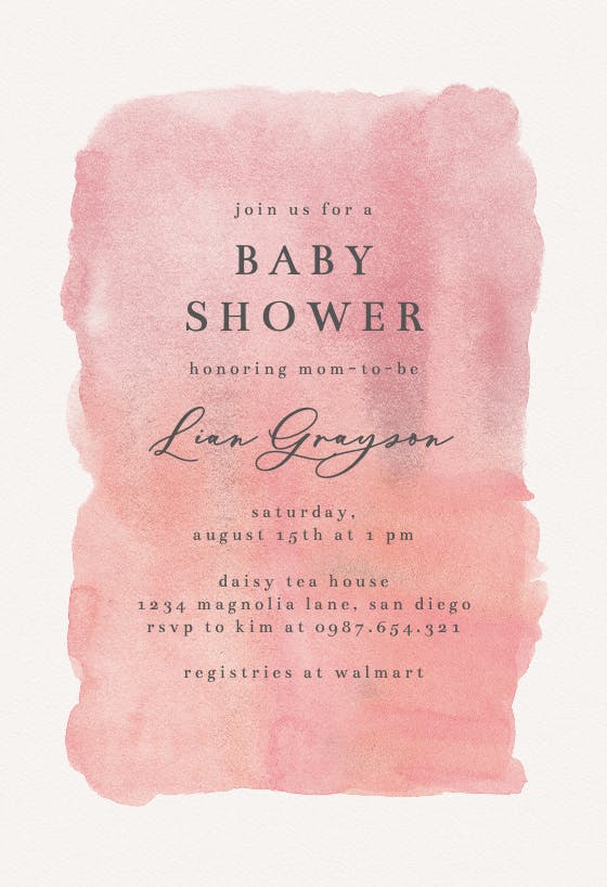 Watercolor texture -  invitación para baby shower